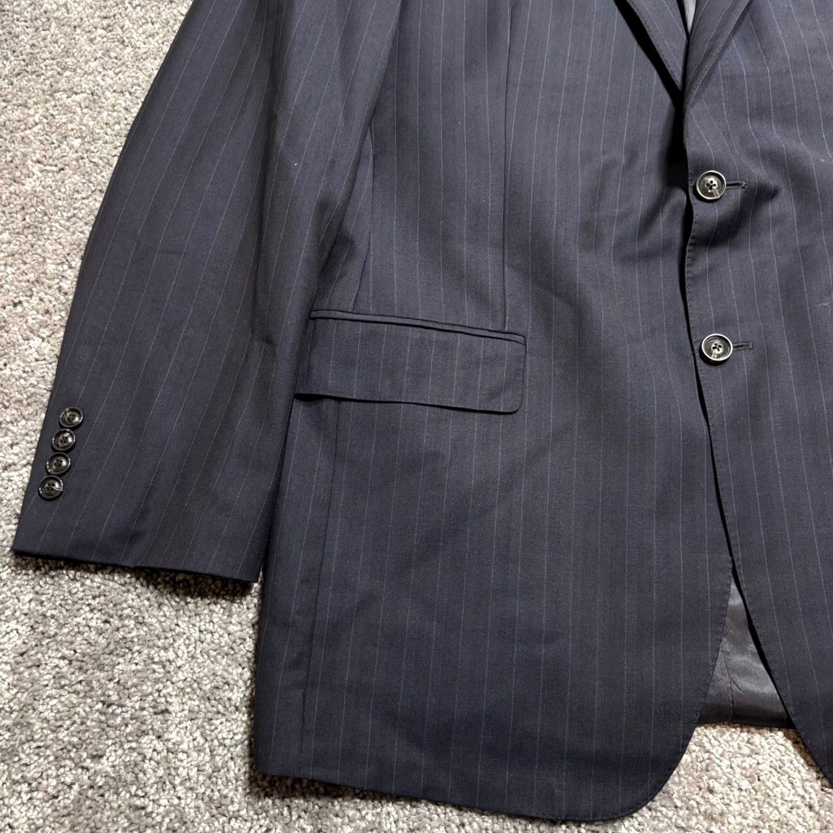 Ermenegildo Zegna Ermenegildo Zegna Trofeo Blazer Men’s 44L Navy Chalk Stripe Wool USA Blazer Mom/Men’s Regular Long Coat Jacket Vintage No Size 44R - 2 Thumbnail