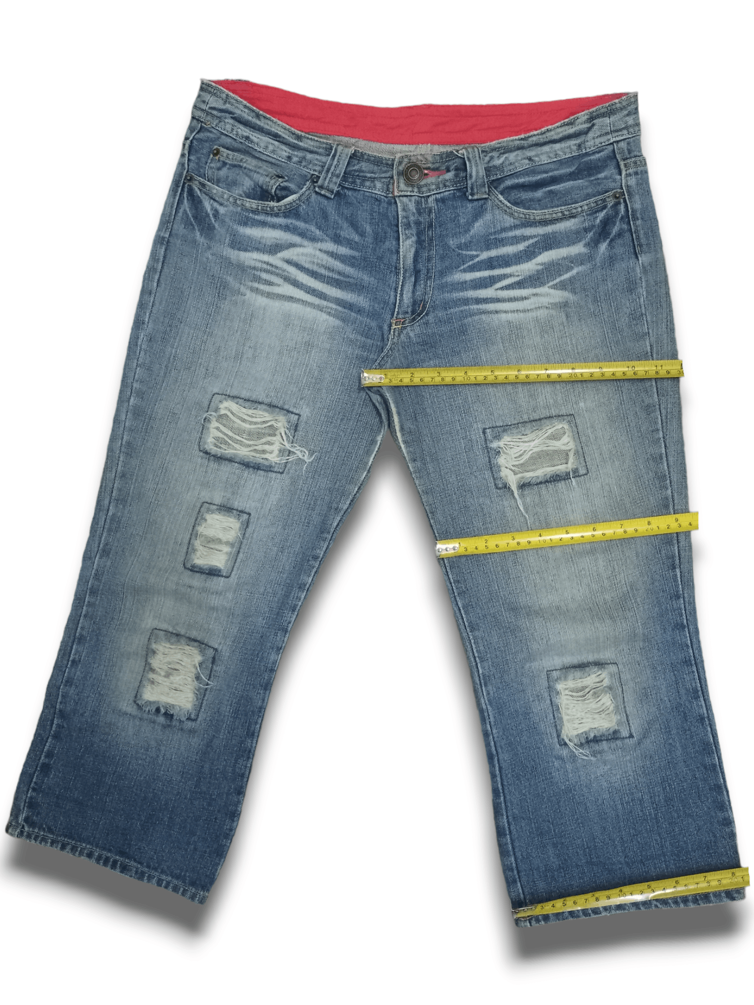 Japanese Brand Vintage Japanese Brand Blue Wash Distress Baggy Jean Shorts Size US 34 / EU 50 - 11 Thumbnail