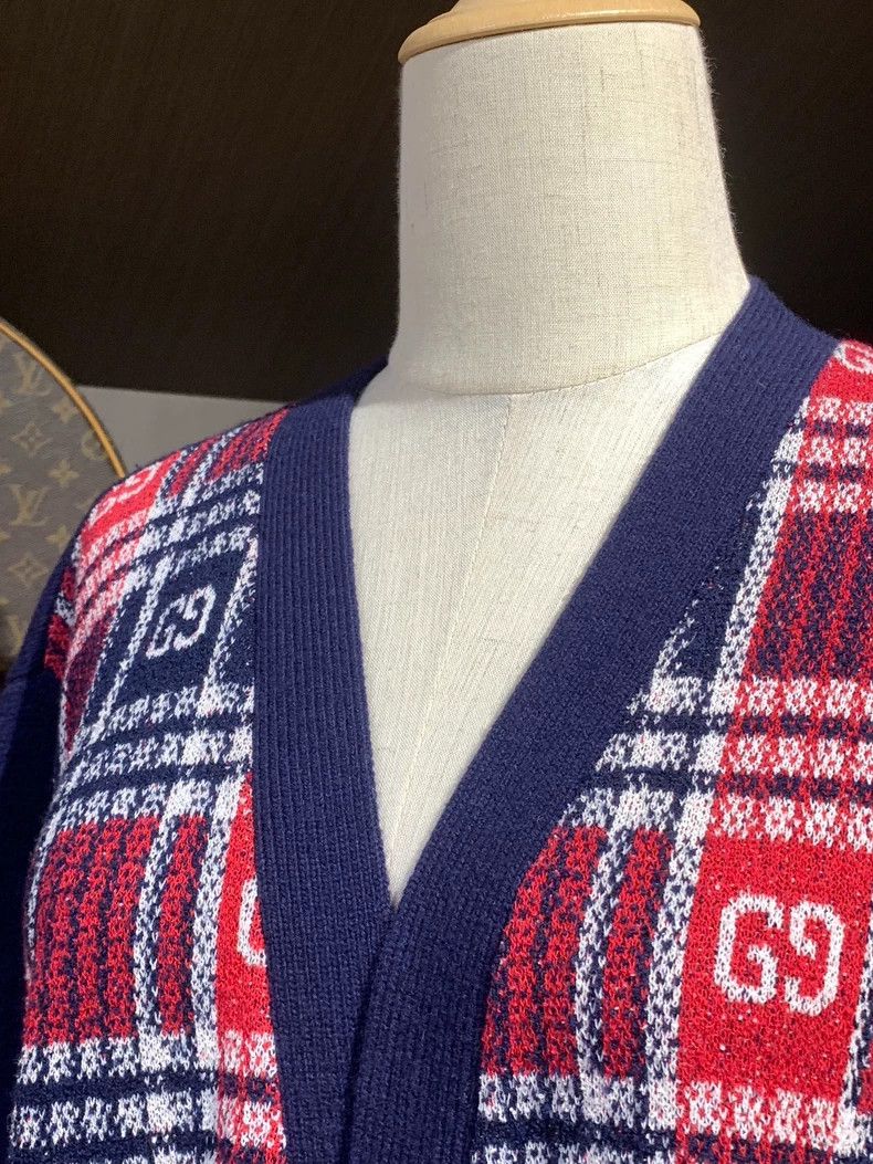Gucci GucciColor-blocked retro single-breasted printed sweater ja Size S / US 4 / IT 40 - 4 Thumbnail