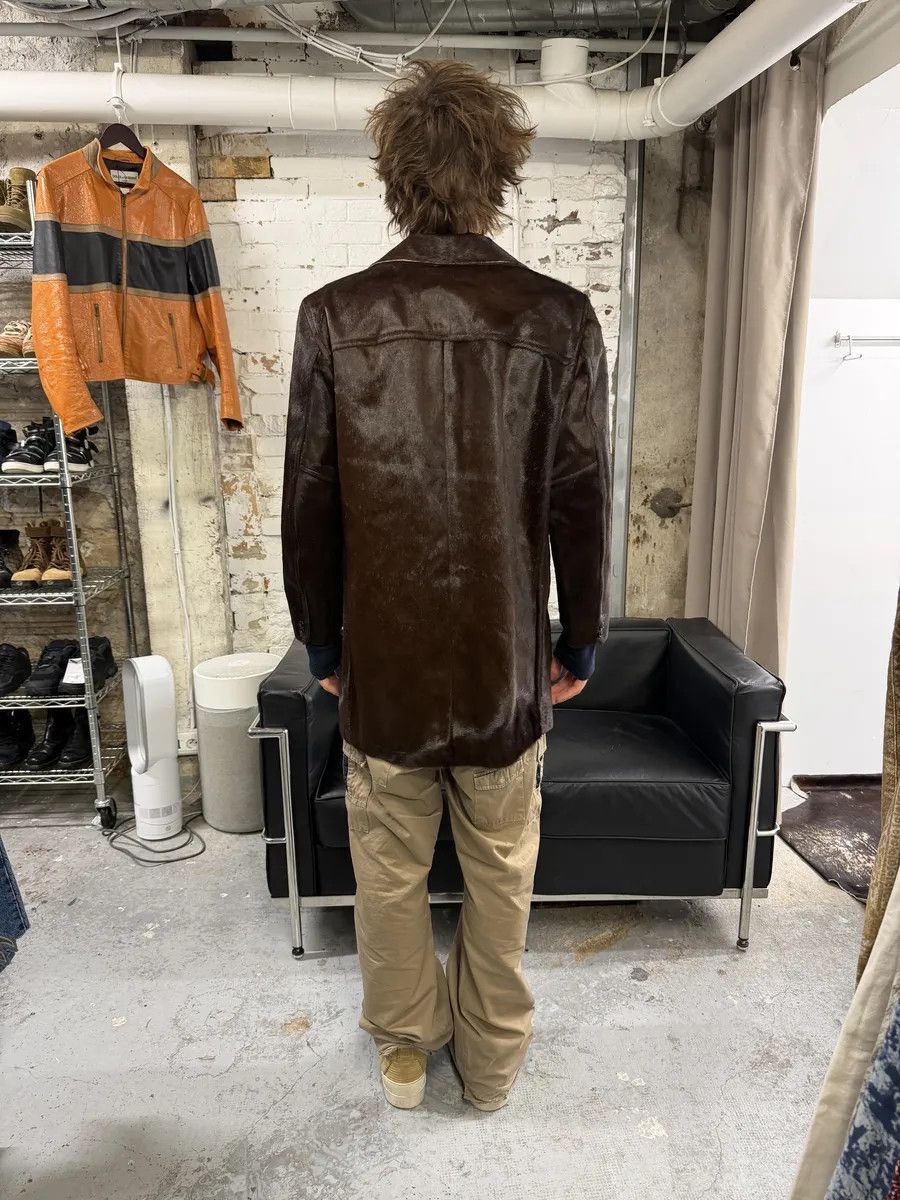 Vintage 1990s Archive Brown Pony Hair Leather Long Coat Size US M / EU 48-50 / 2 - 4 Thumbnail