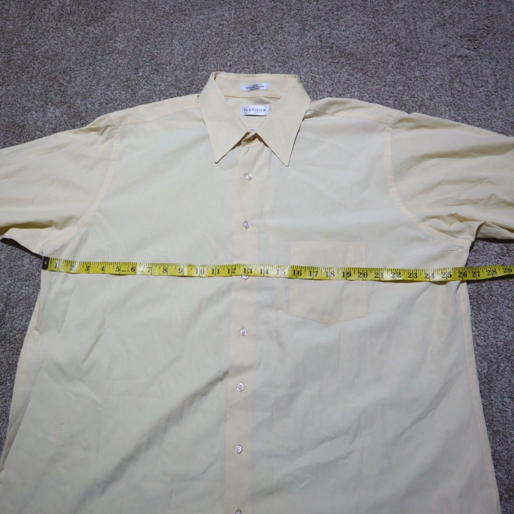 Van Heusen Van Heusen Dress Shirt Mens Size 18 Tan Regular Fit Wrinkle Free Button Up Solid Size 48R - 4 Thumbnail