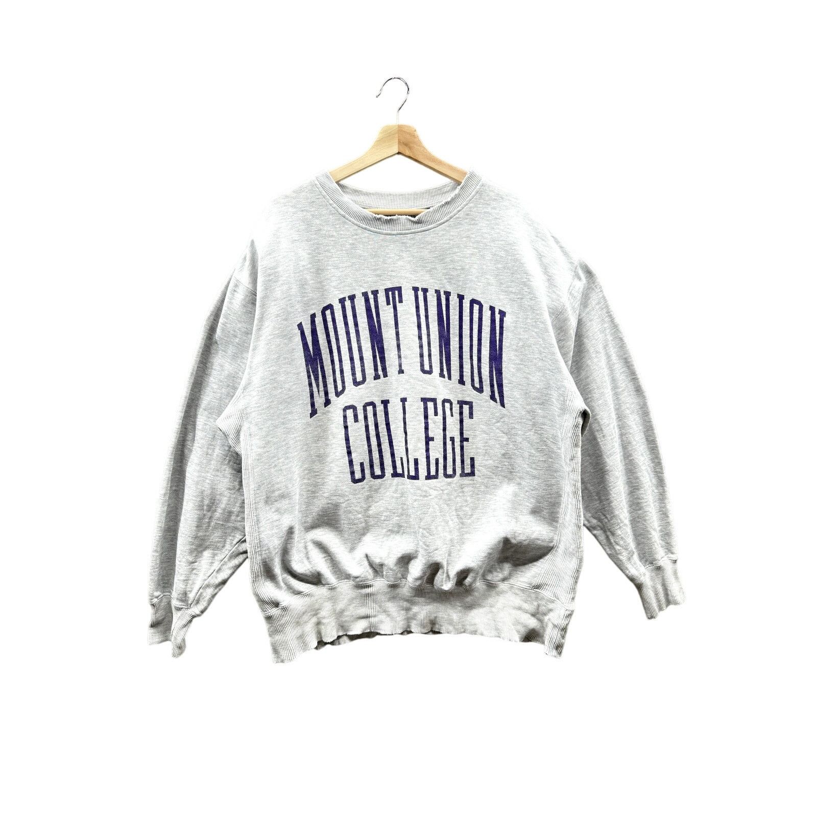 Vintage 1990's Mount Union College Distressed Reverse Weave Crewneck Size US XL / EU 56 / 4 - 1 Thumbnail