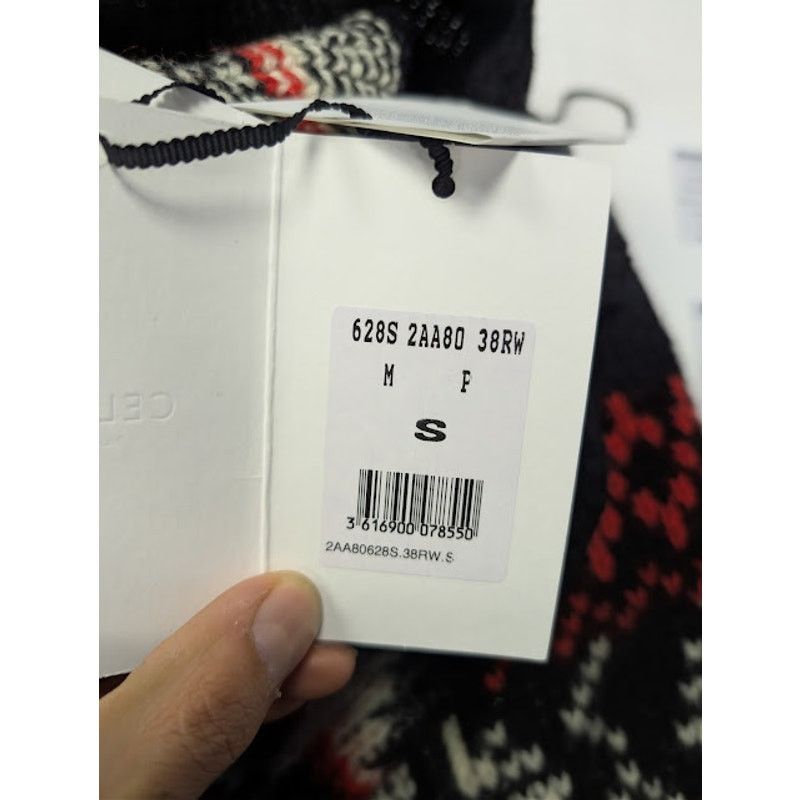 Celine o1rshd1 Boxy Crew Neck Sweater in Snowflake Jacquard Wool Size US S / EU 44-46 / 1 - 20 Thumbnail