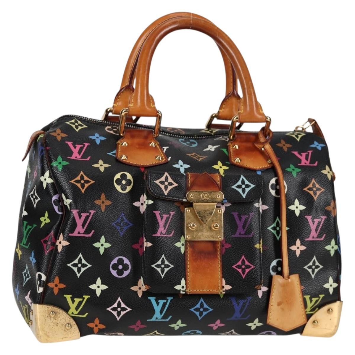 LOUIS VUITTON Monogram Multicolor Speedy 30 Hand Bag Black