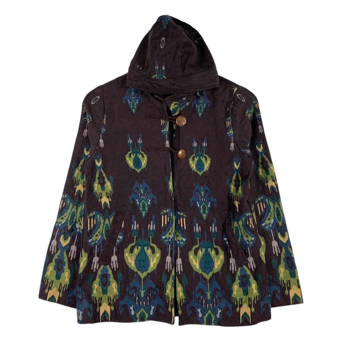 Japanese Brand AMINA Japanese Brand Pattern Overprint Hooded Coat Size S / US 4 / IT 40 - 1 Thumbnail