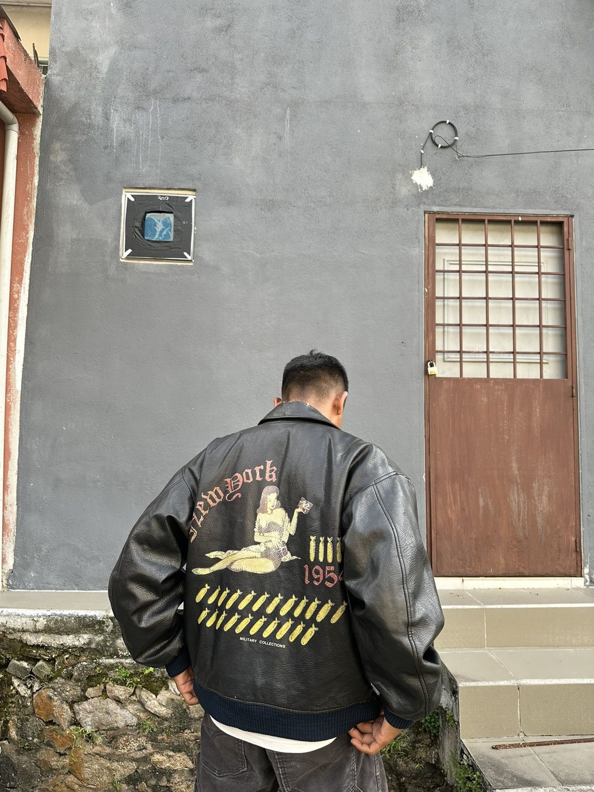 Vintage 👹Vintage Airborne US Airforce Leather Bomber Jacket Size US M / EU 48-50 / 2 - 1 Thumbnail