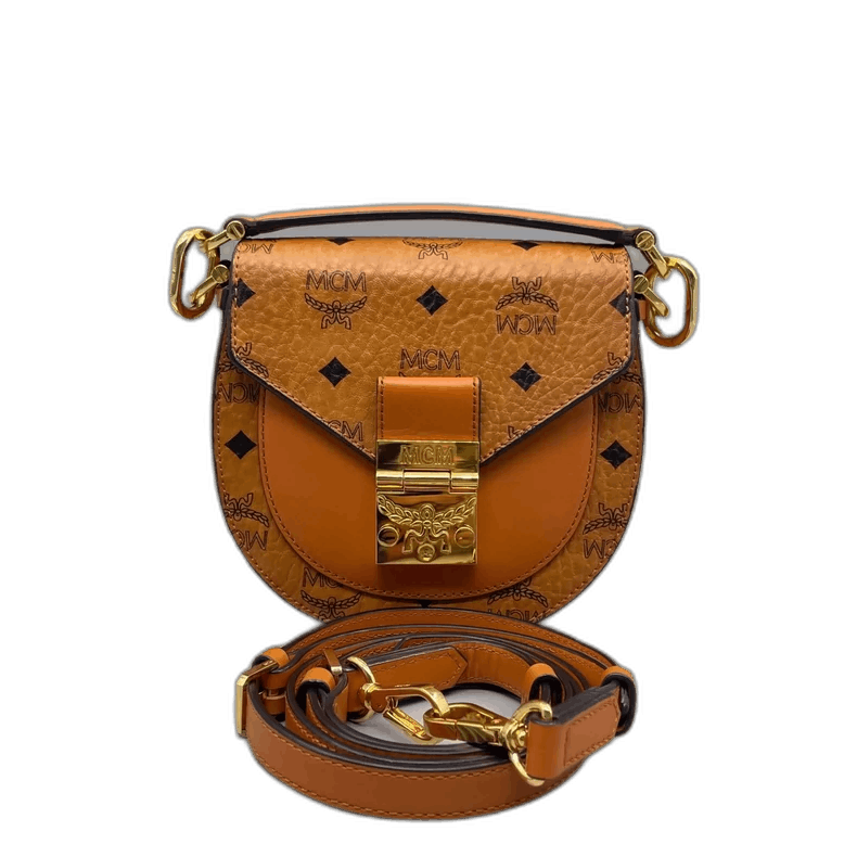 MCM Classic Cognac Saddle Crossbody Bag in Brown, Men's