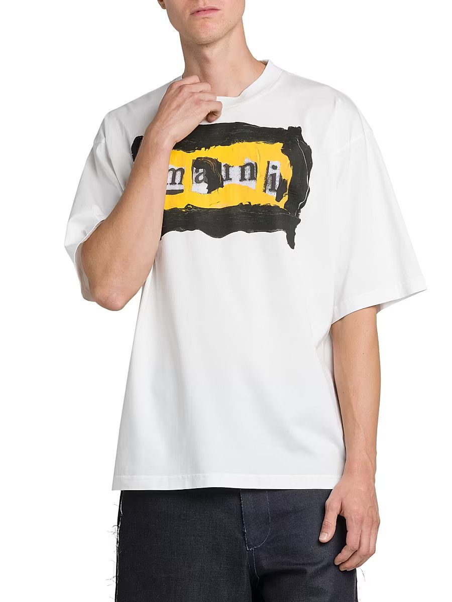 Marni o1f1d3z0326 Collage Logo Oversized T-Shirt in White Size US XL / EU 56 / 4 - 3 Thumbnail