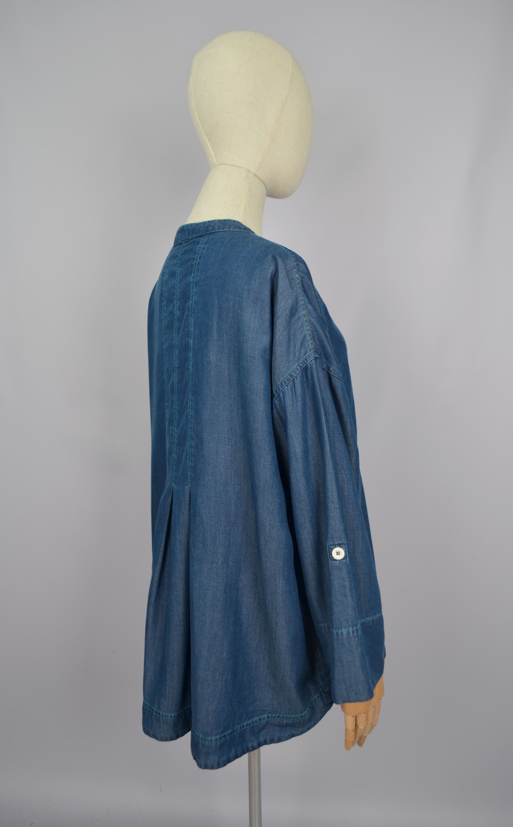 Designer × Sahara Club Sahara Tencell Lyocell Denim Blue Tunic Shirt S-M Oversize Size S / US 4 / IT 40 - 8 Thumbnail