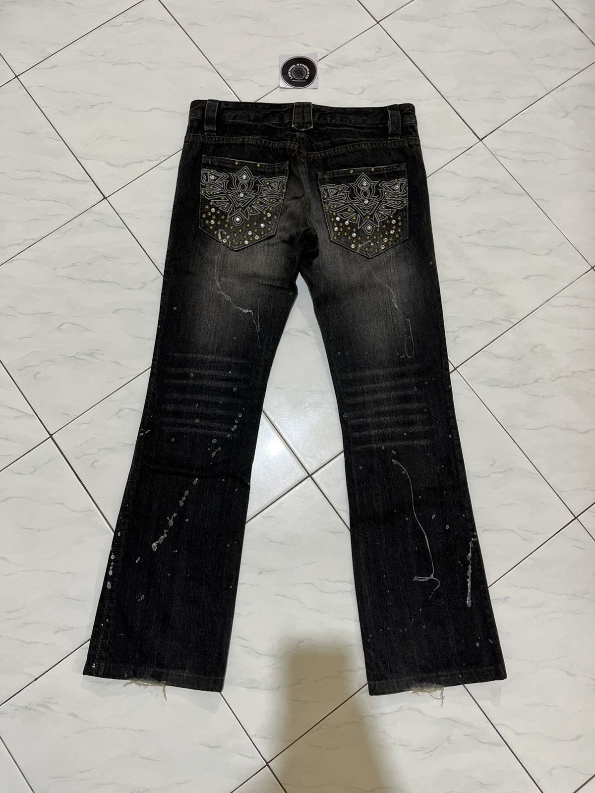 semanticdesign 🔥 Semantic Design Splash Painter &Crystal Studded Flare Pant Size US 30 / EU 46 - 4 Thumbnail