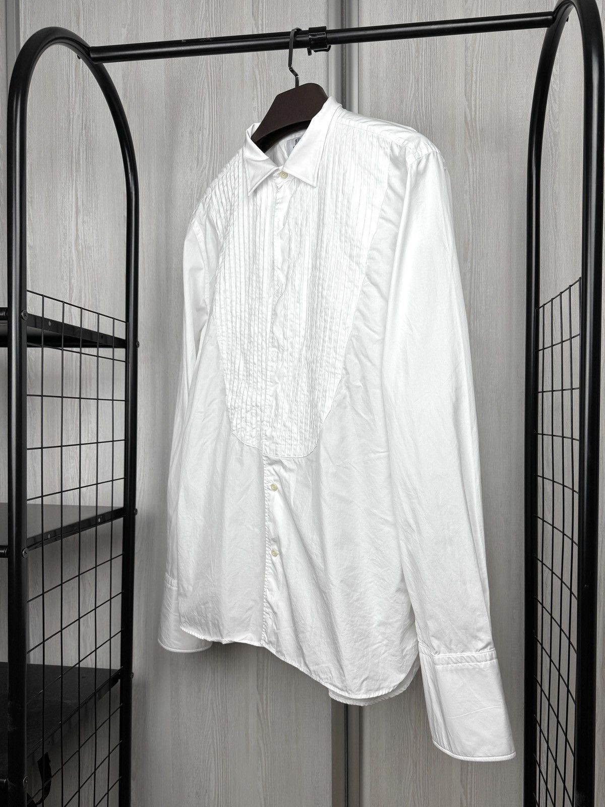 Boggi Boggi Milano white tuxedo cufflinks classic suit shirt 17.5 Size 44R - 5 Thumbnail