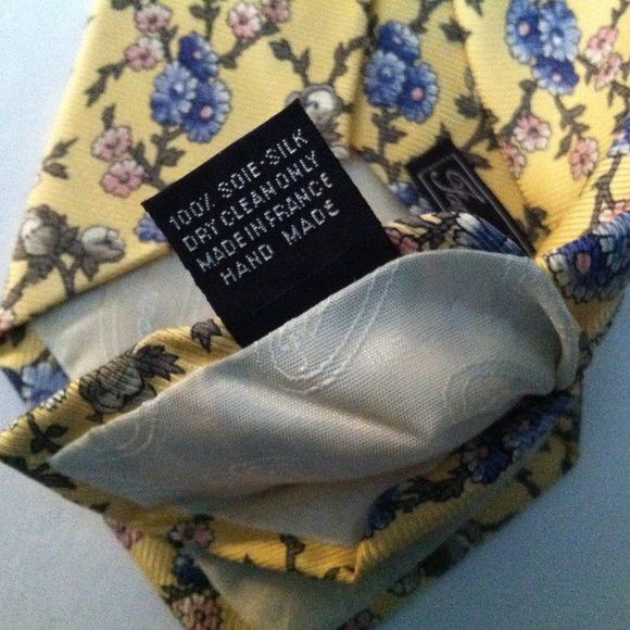Faconnable FACONNABLE MEN'S NEW YELLOW SILK TIE WIDTH: 3 3/4" Size ONE SIZE - 5 Thumbnail
