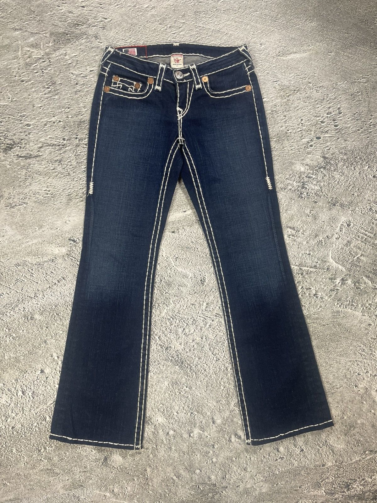 True Religion True Religion flared jeans blue white thick stitching Y2K Size 27" / US 4 / IT 40 - 5 Thumbnail