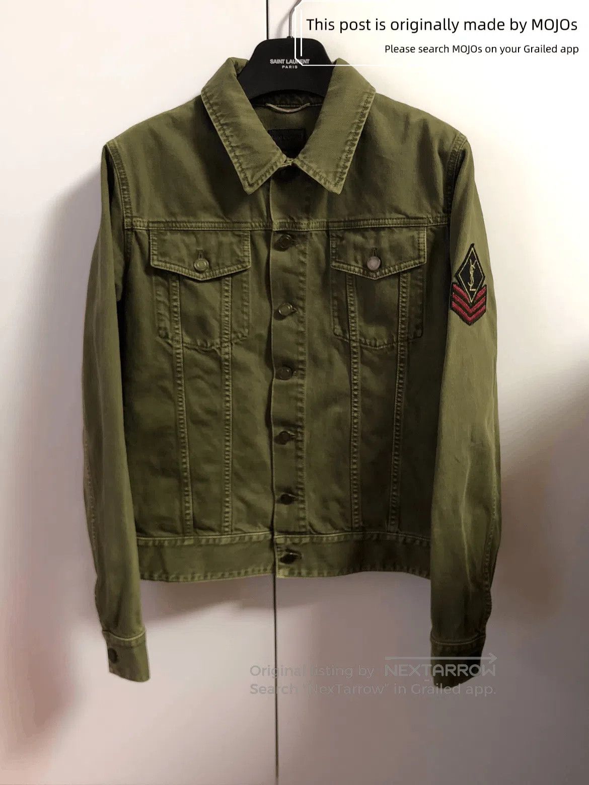 Saint Laurent Paris Logo Patch Military Jacket.