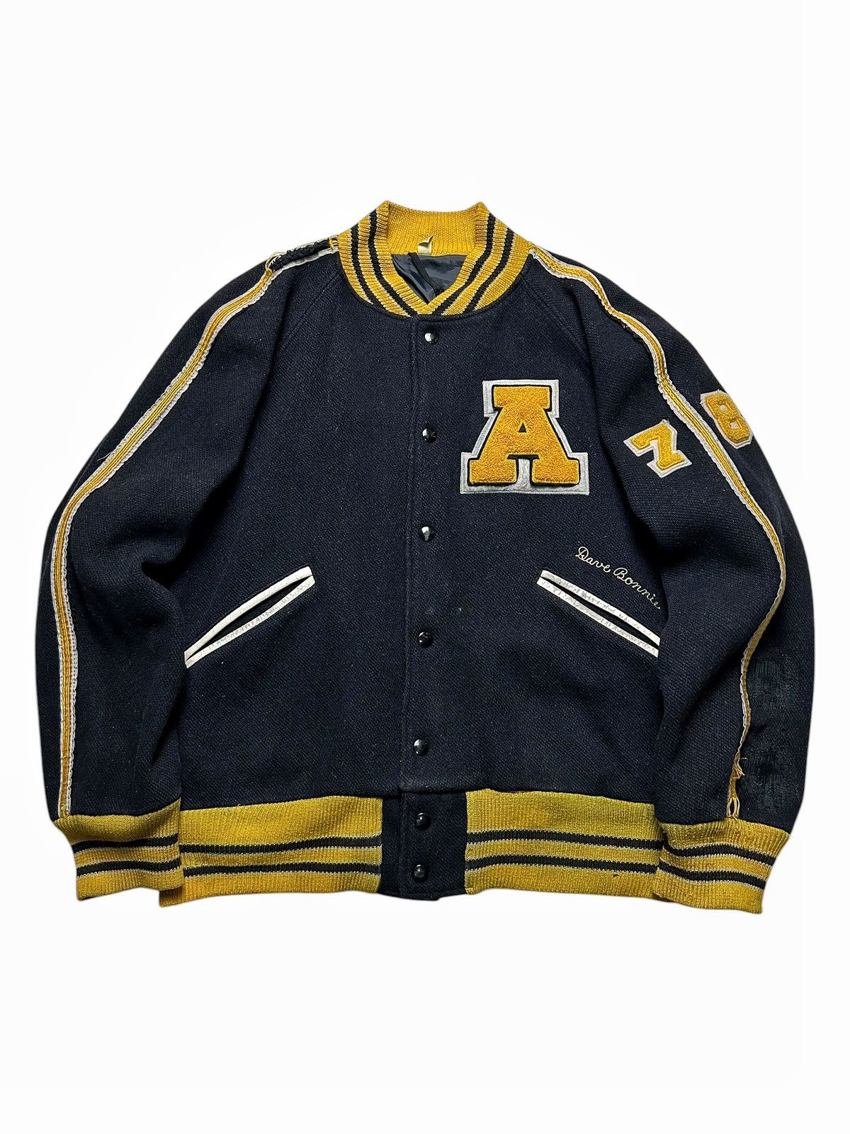 Vintage Vintage 60s Sportswear Letterman Wool Varsity Agler Davidson Size US L / EU 52-54 / 3 - 3 Thumbnail