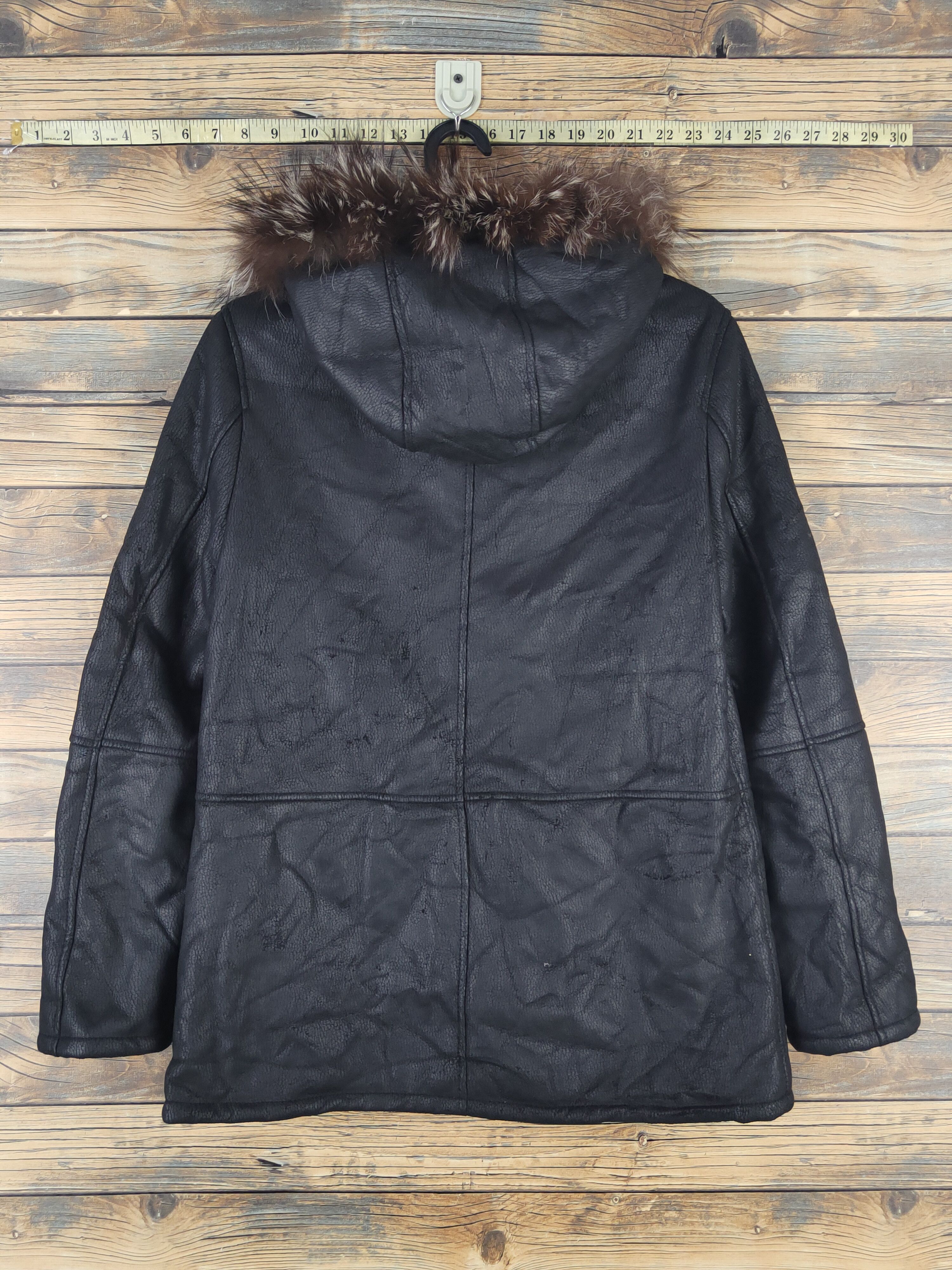 Japanese Brand Dollhouse Black Hoodie fur shaggy Leather Jackets #W1117 Size S / US 4 / IT 40 - 9 Thumbnail