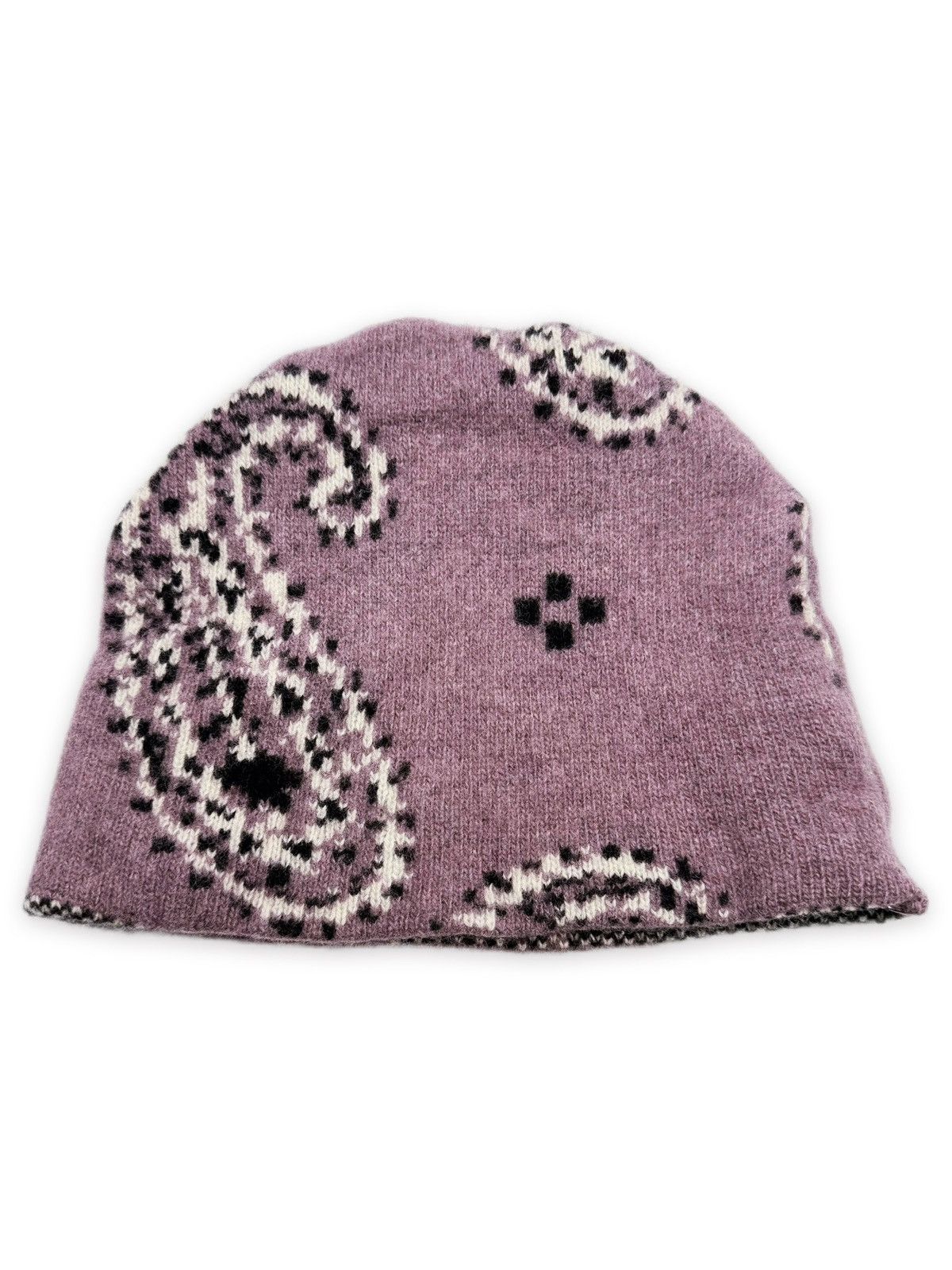 Raf Simons AW04 Raf Simons ‘Waves’ Purple Paisley Knit Beanie Size ONE SIZE - 3 Thumbnail