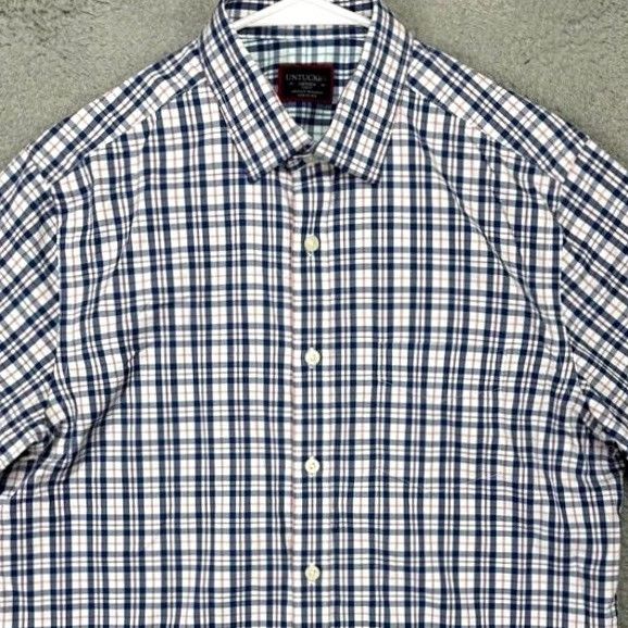 UNTUCKit UNTUCKit Shirt Mens Medium Blue Tartan Plaid Nylon Blend Button Up Slim Size US M / EU 48-50 / 2 - 2 Thumbnail