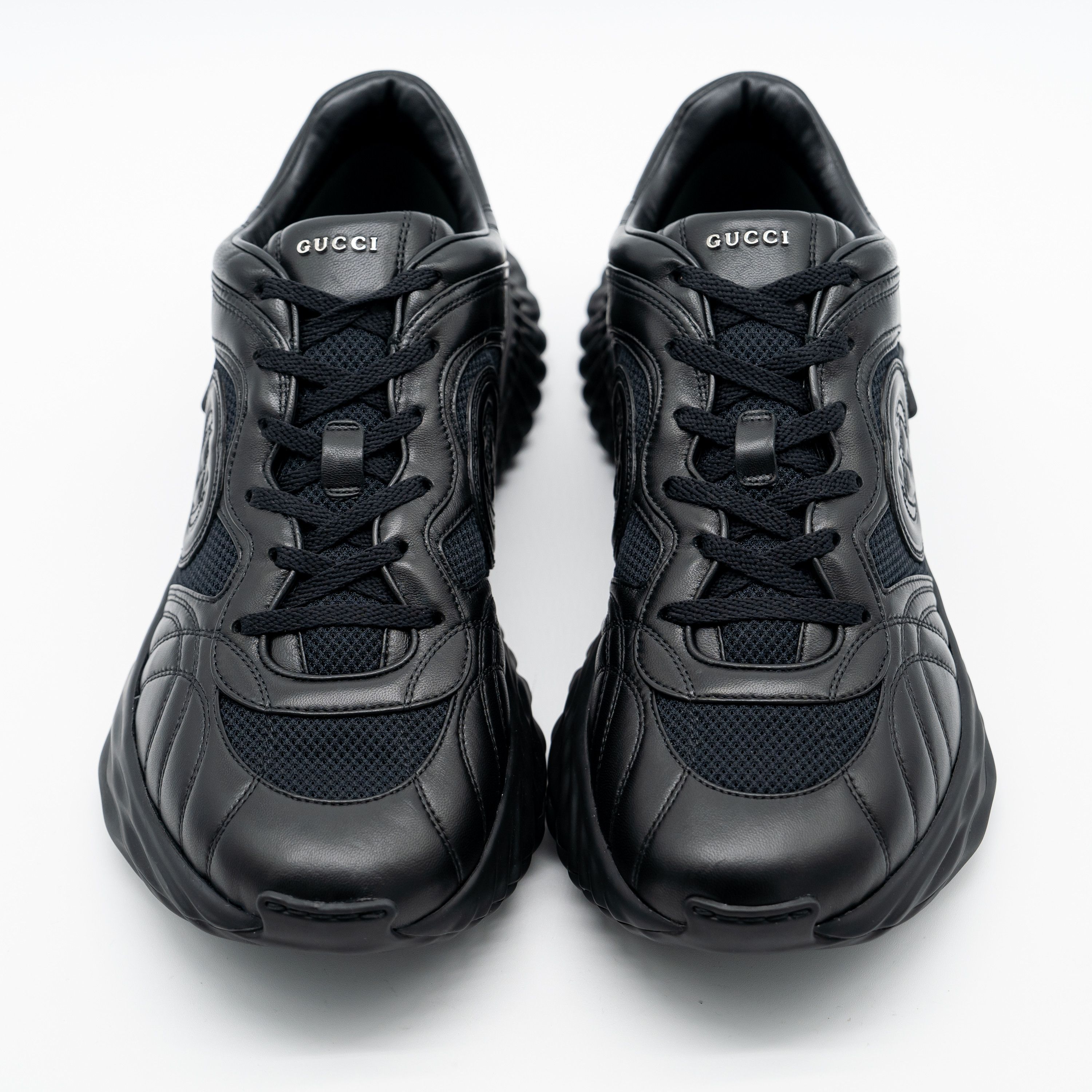 Gucci 13.5 US Gucci Ripple Sneakers Triple Black Leather GG Size US 14 / EU 47 - 3 Thumbnail