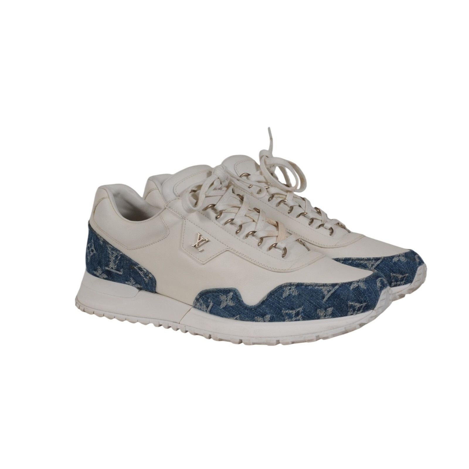 Louis Vuitton Run Away Sneakers Blue White Monogram Denim Leather Size US 8.5 / EU 41-42 - 13 Thumbnail