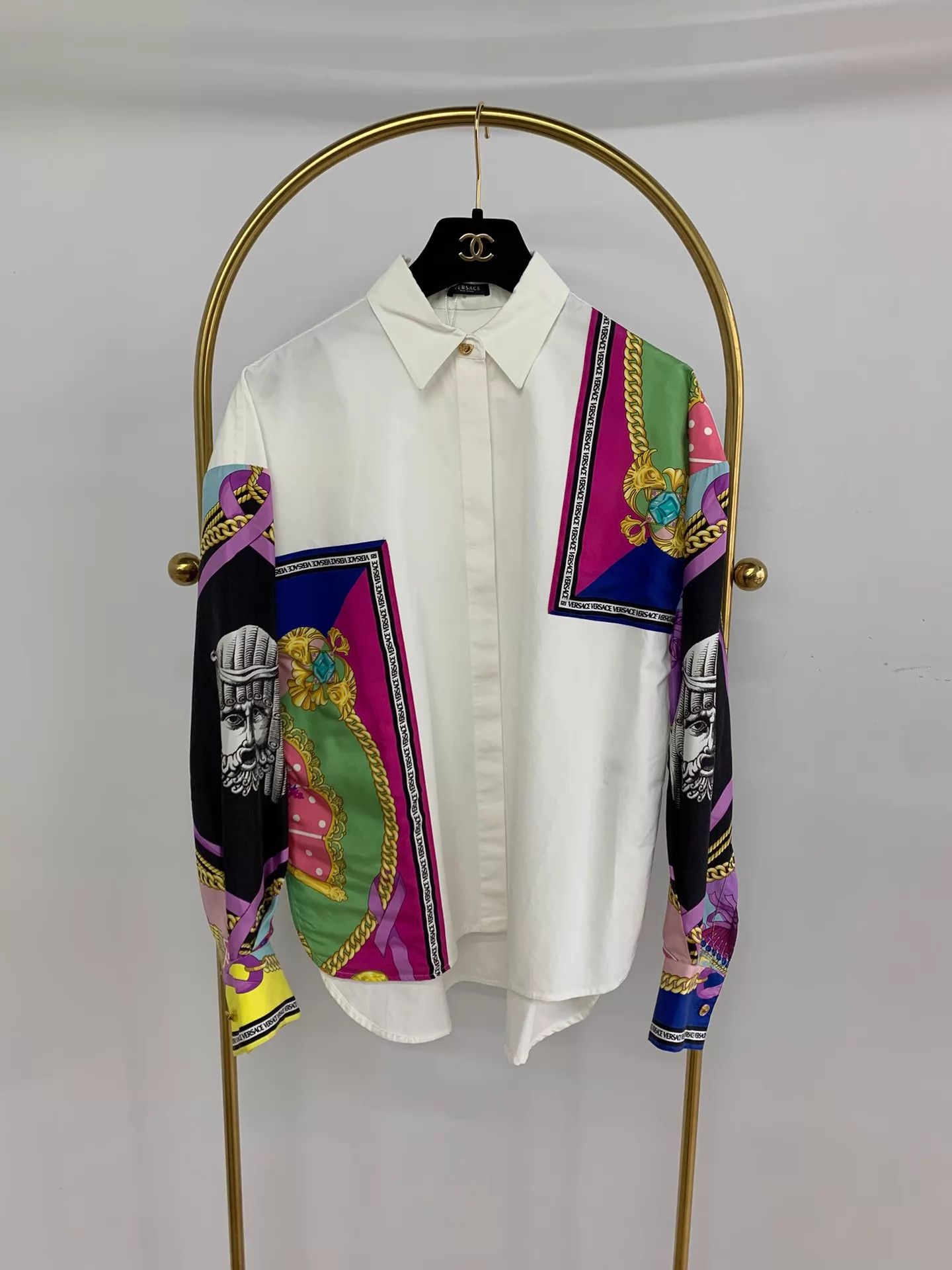 Versace Versace Printed Color-Blocked Shirt 38 New Size XS / US 0-2 / IT 36-38 - 1 Thumbnail