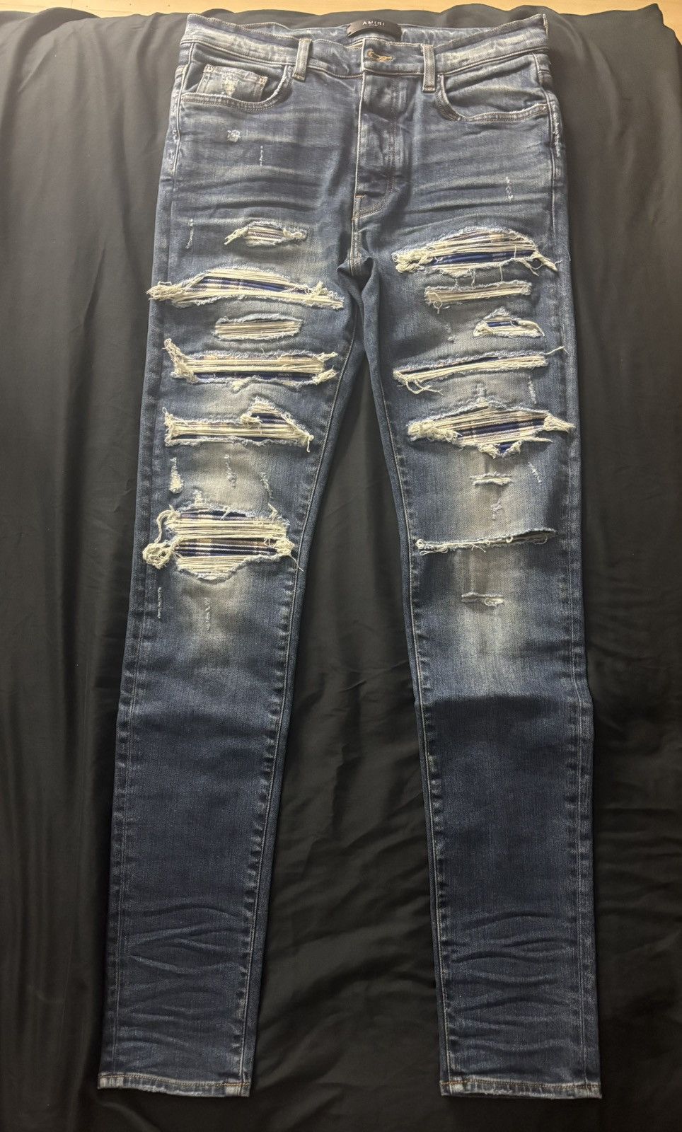 Amiri Plaid Thrasher Skinny Jean ‘Deep Classic’ Blue