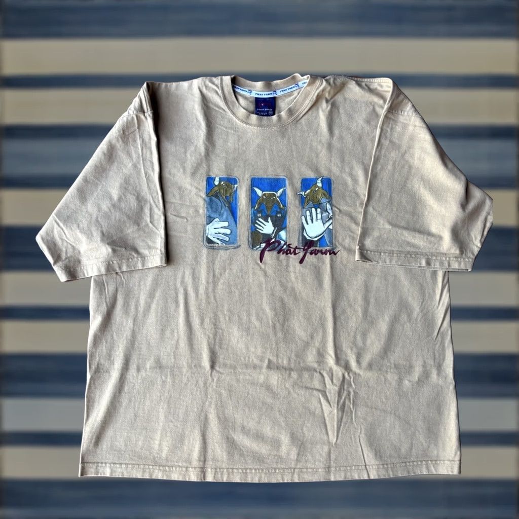 Phat Farm VINTAGE Phat Farm Bull Graphic T-Shirt Mens 3XL Beige Cotton Crew Neck Long Sleeve Hip Hop Streetwear Logo 90s Skater Size US XXL / EU 58 / 5 - 1 Thumbnail