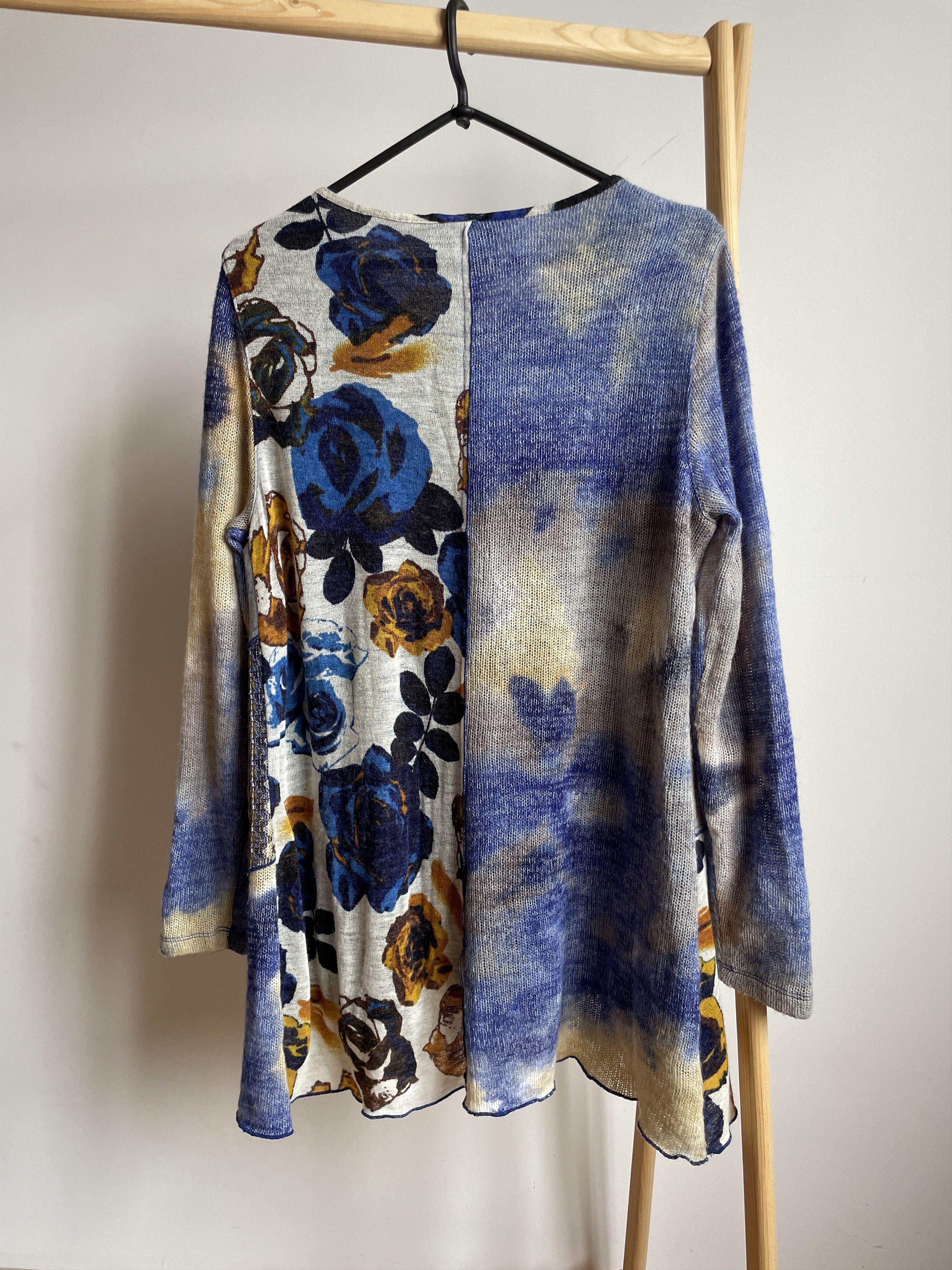 Other Ali Miles Womens Patchwork Mesh Knit Floral Sweater Size L / US 10 / IT 46 - 2 Thumbnail