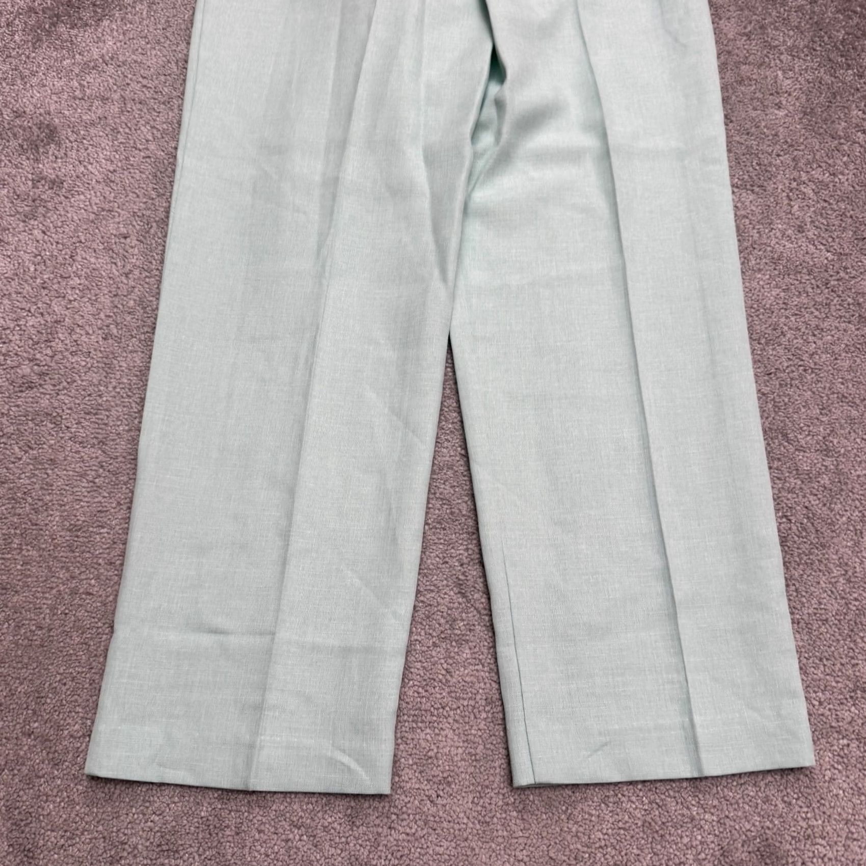 Haband VINTAGE Haband Dress Pants Women's 14 Light Green Straight Leg Pull On Size 36" / US 14 / IT 50 - 3 Thumbnail
