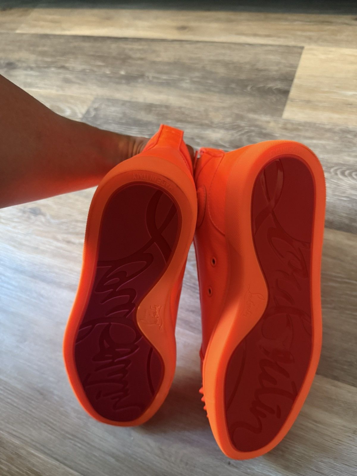 Christian Louboutin Christian louboutin -neon orange high top sneakers Size US 9 / EU 42 - 6 Thumbnail