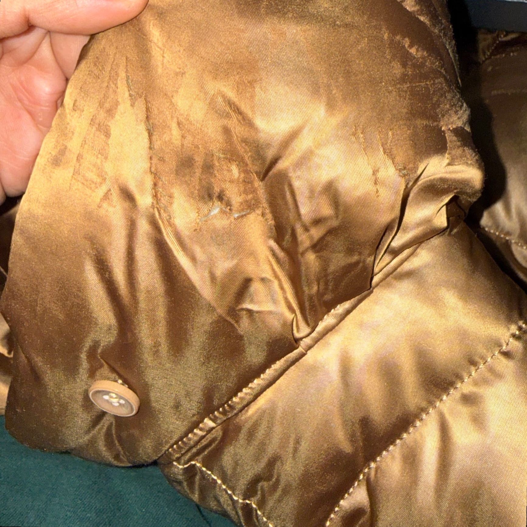 Lands' End Lands' End Puffer Jacket Womens S Brown Metallic Down Insulated Quilted Gold Winter Size S / US 4 / IT 40 - 7 Thumbnail