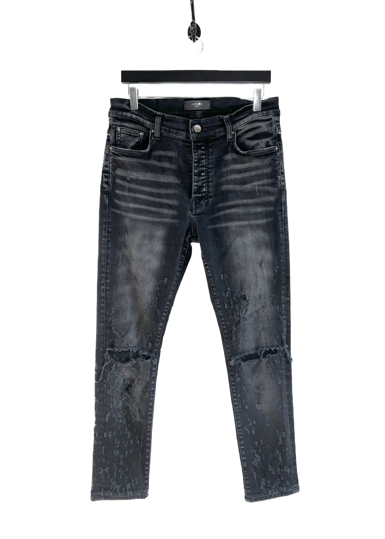 Amiri Washed Black Shotgun Distressed Jeans