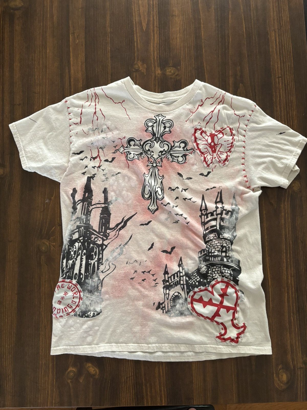 Other Custom Gothic Cross Patchwork Distressed T-Shirt Size US XL / EU 56 / 4 - 1 Thumbnail