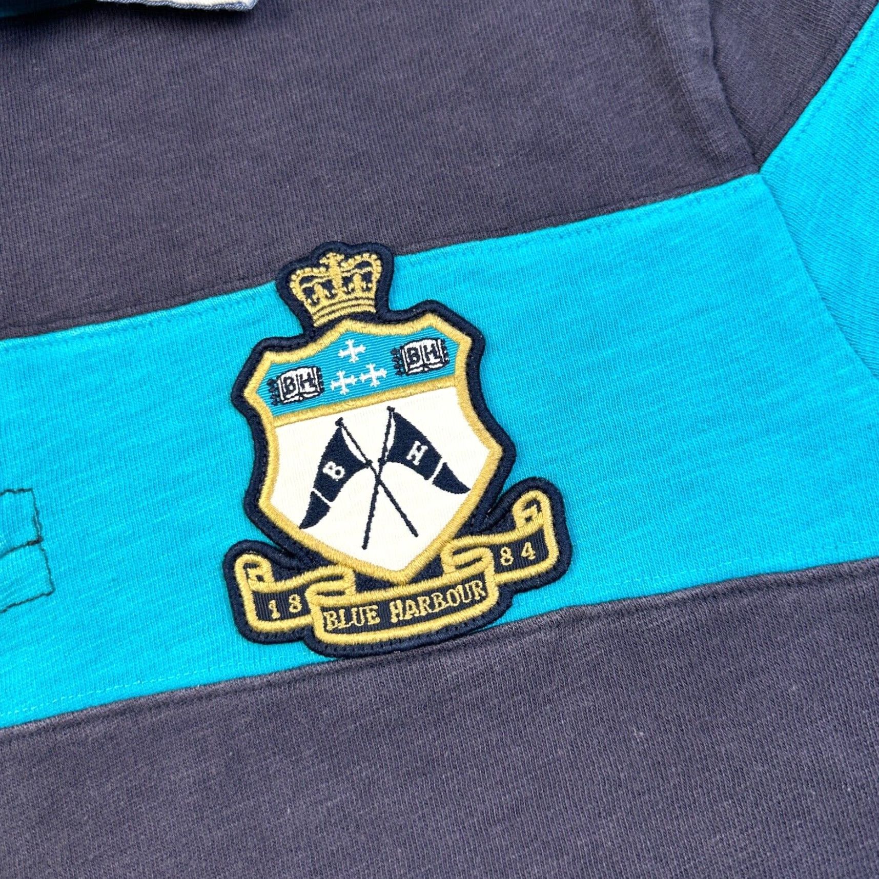 Vintage Blue Harbour Polo Shirt Mens M Blue Striped Casual Cotton Rugby Crest Logo Size US M / EU 48-50 / 2 - 4 Thumbnail