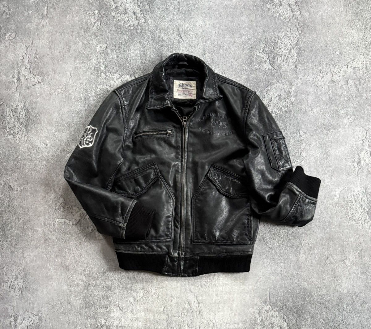 Genuine Leather Rhode Island S/size leather aviator bomber zip jacket pilot Size US S / EU 44-46 / 1 - 12 Thumbnail