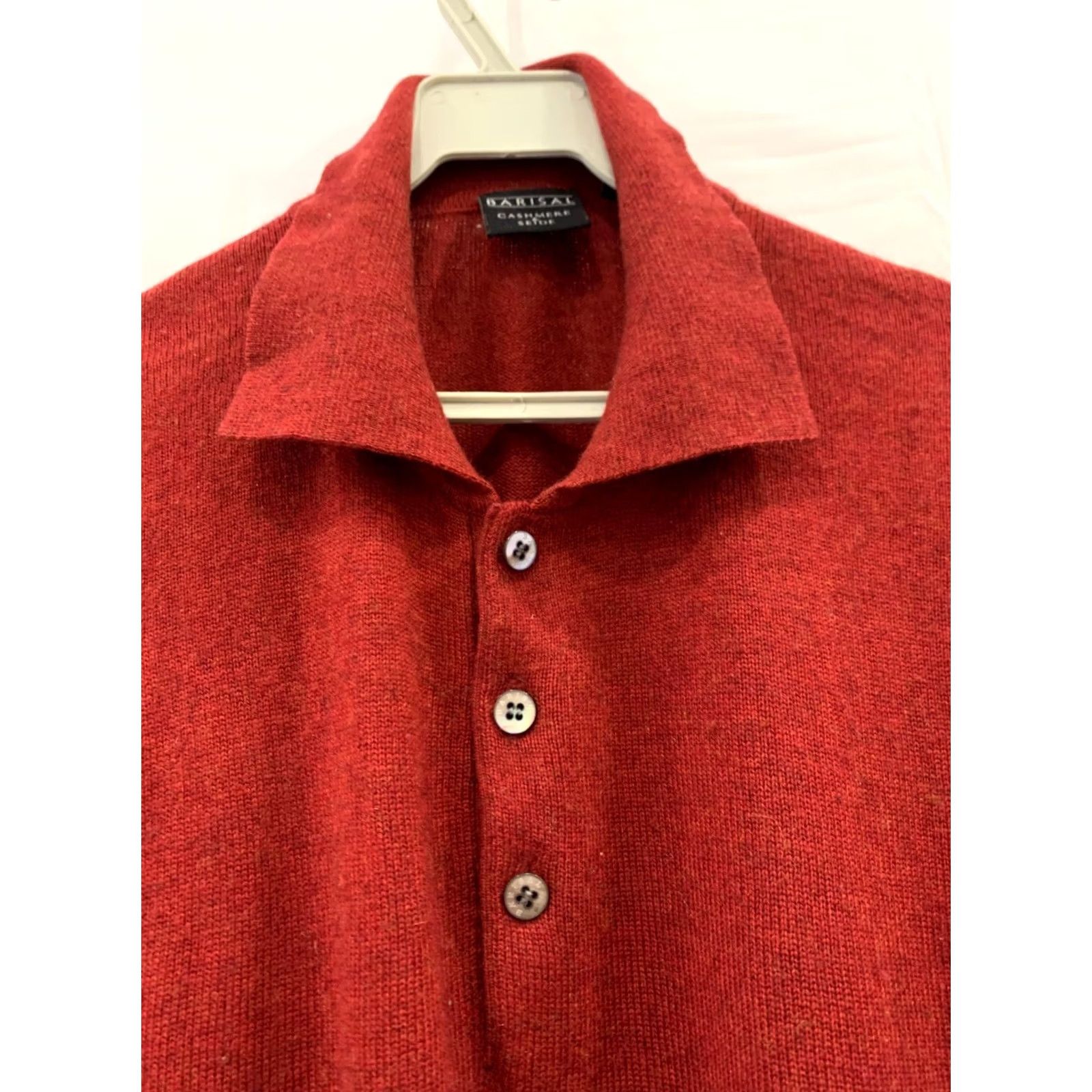 Vintage Barisal Knit Polo Sweater Men’s XXL Red - Cashmere Silk Blend, Long Sleeve, Italian Barisal, Pre-owned, 2XL, Knit Polo Sweater Size US XXL / EU 58 / 5 - 5 Thumbnail