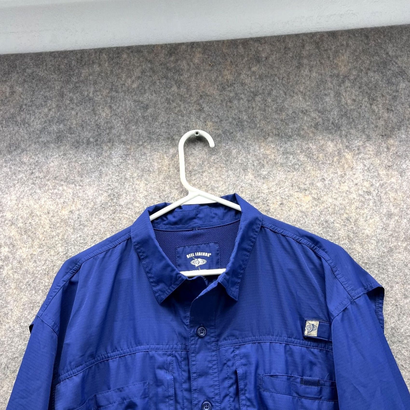 Vintage Reel Legends Shirt Men Large Adult Blue Navy Casual Button Down Polyester Vented Size US L / EU 52-54 / 3 - 2 Thumbnail