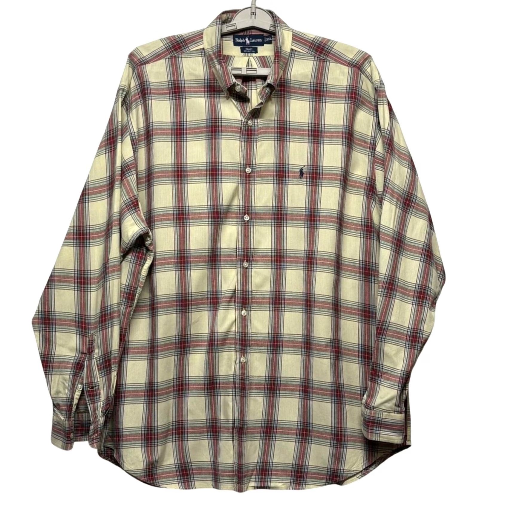 Ralph Lauren VINTAGE Polo Ralph Lauren Shirt Cream Red Plaid Long Sleeve Button-Down XXL Womens Men? Size US XXL / EU 58 / 5 - 2 Thumbnail