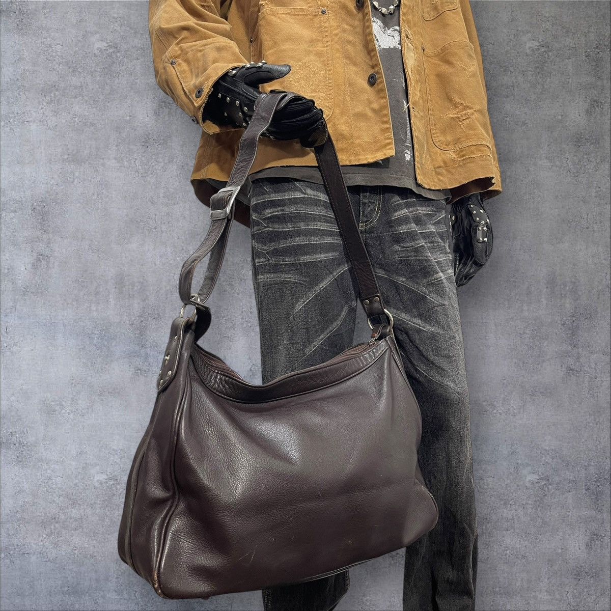 Genuine Leather Full Leather Vtg Unknown Travel Bag prada julius amiri 8🟩 Size ONE SIZE - 4 Thumbnail