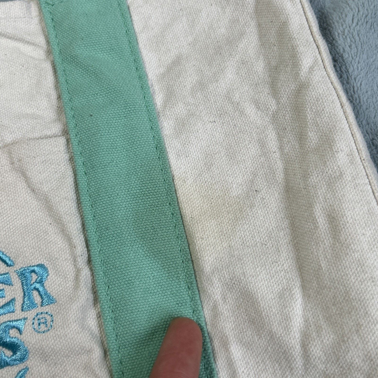 Boston Traders Trader Joes Mini Tote Bag 10x12 Teal Green Light Blue Hand Size ONE SIZE - 2 Thumbnail