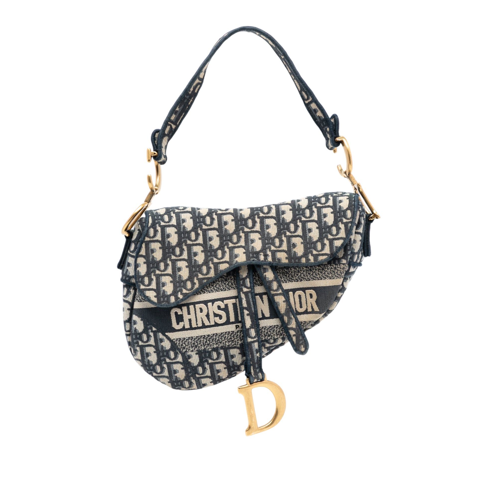 Oblique Embroidered Canvas Saddle Bag