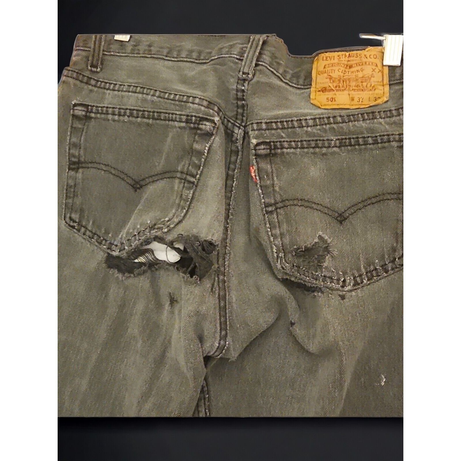 Levi's Levis 501 80S Vtg Distressed Jeans Button Fly Mens 32x32 Bla Size US 32 / EU 48 - 6 Thumbnail