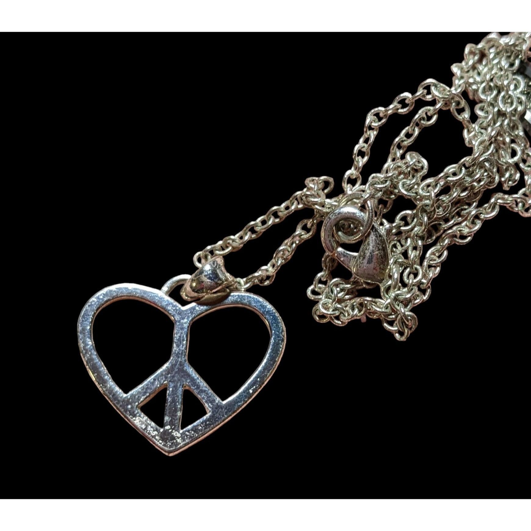 Other Silver Peace Heart Necklace Size ONE SIZE - 2 Thumbnail