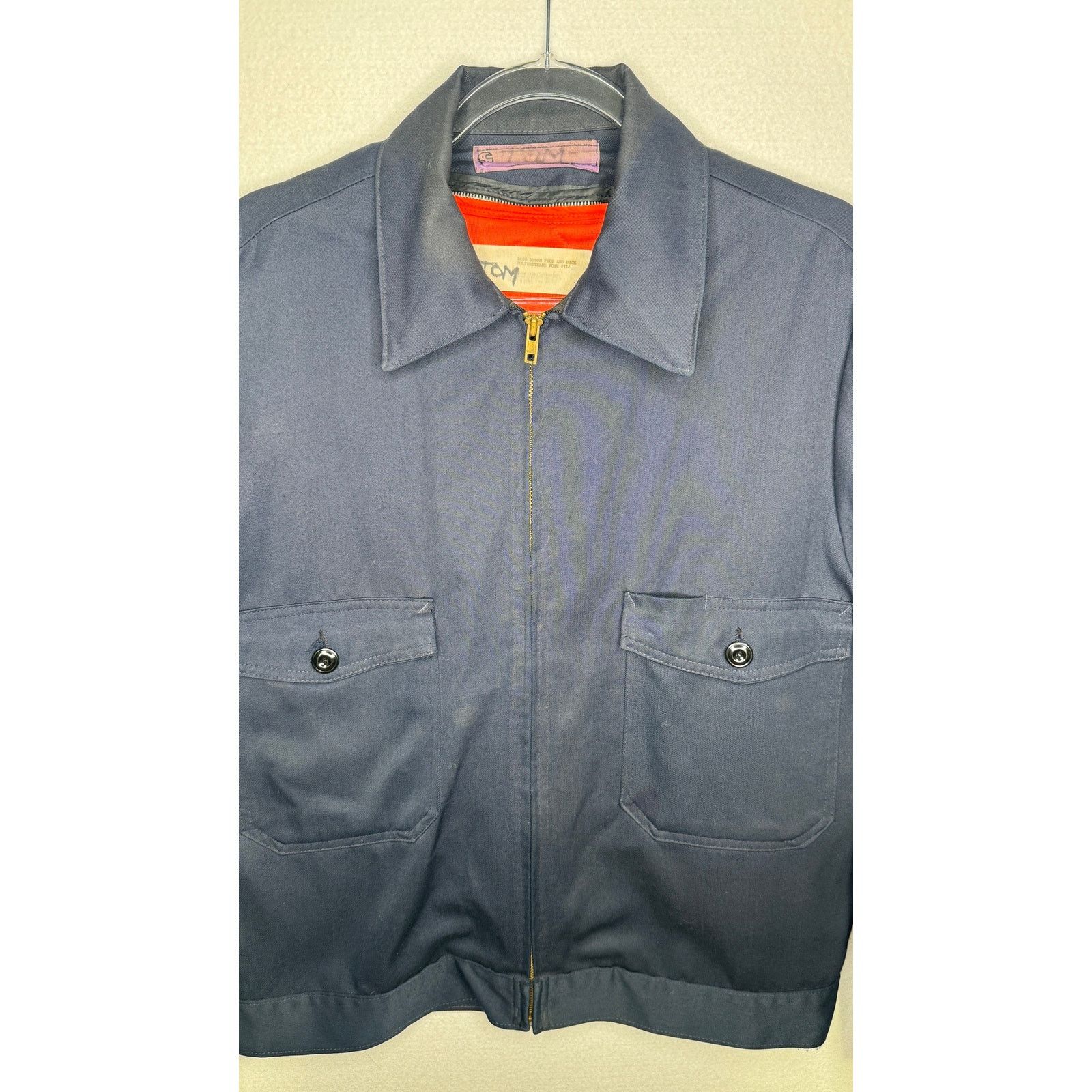 Vintage 1980s Navy Workwear Jacket Removable Orange Liner Men’s L Size US L / EU 52-54 / 3 - 8 Thumbnail