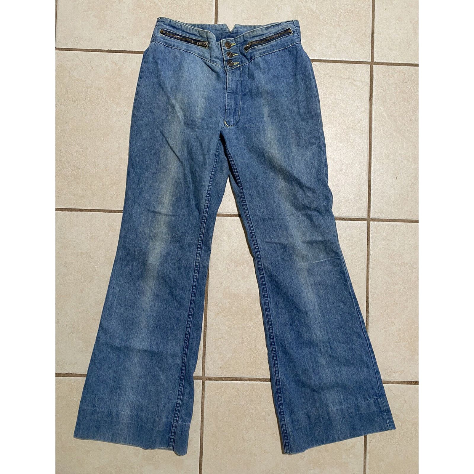 Faded Glory VTG 70s Faded Glory Appendagez Denim Jeans Bell Bottoms Size 29" - 1 Thumbnail