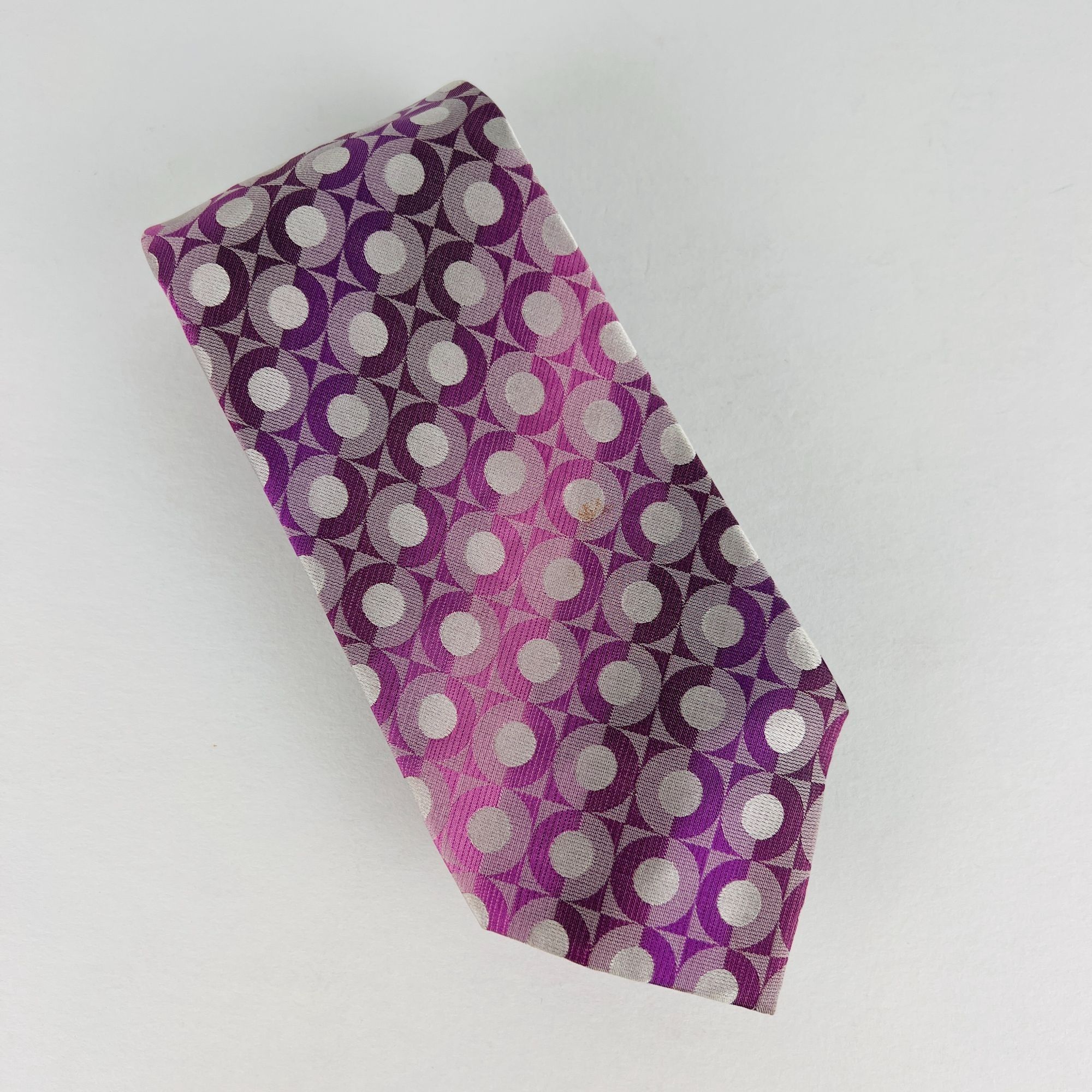 Van Heusen Van Heusen Geometic Circles Purple Shades Necktie Tie Size ONE SIZE - 1 Thumbnail