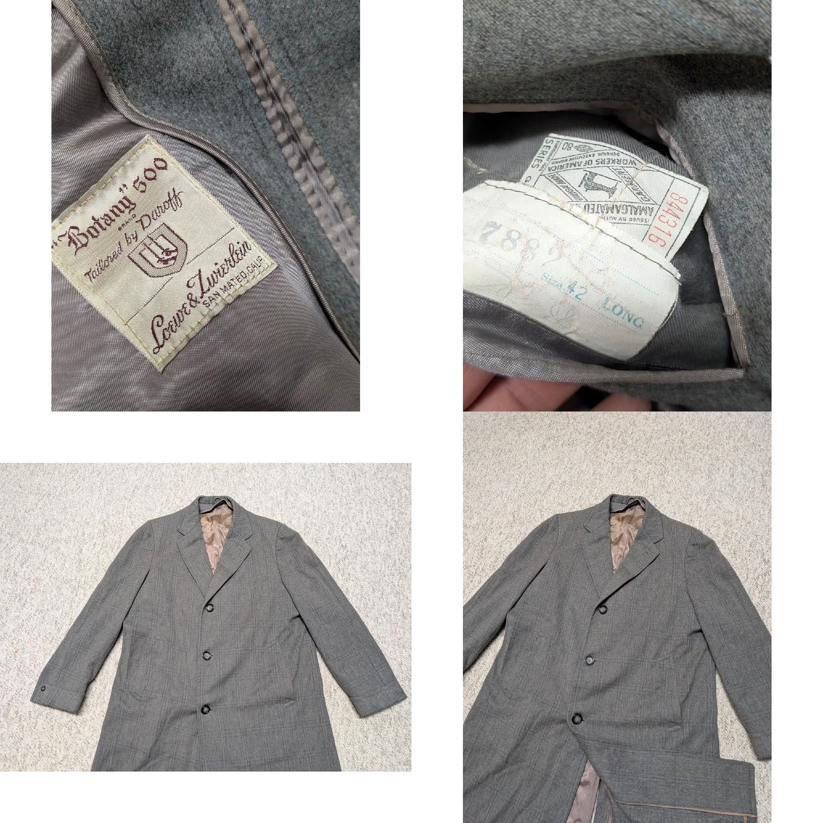 Atomic VINTAGE Botany 500 overcoat Shirt XL gray Plaid Donegal Wool England 1950s United States Mens Size US XL / EU 56 / 4 - 8 Thumbnail