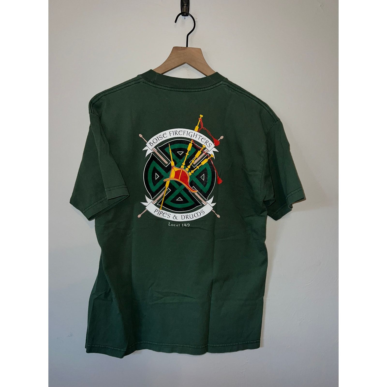 Vintage Boise Firefighters Pipes & Drums Green Fire Fighter Shirt L Size US L / EU 52-54 / 3 - 5 Thumbnail
