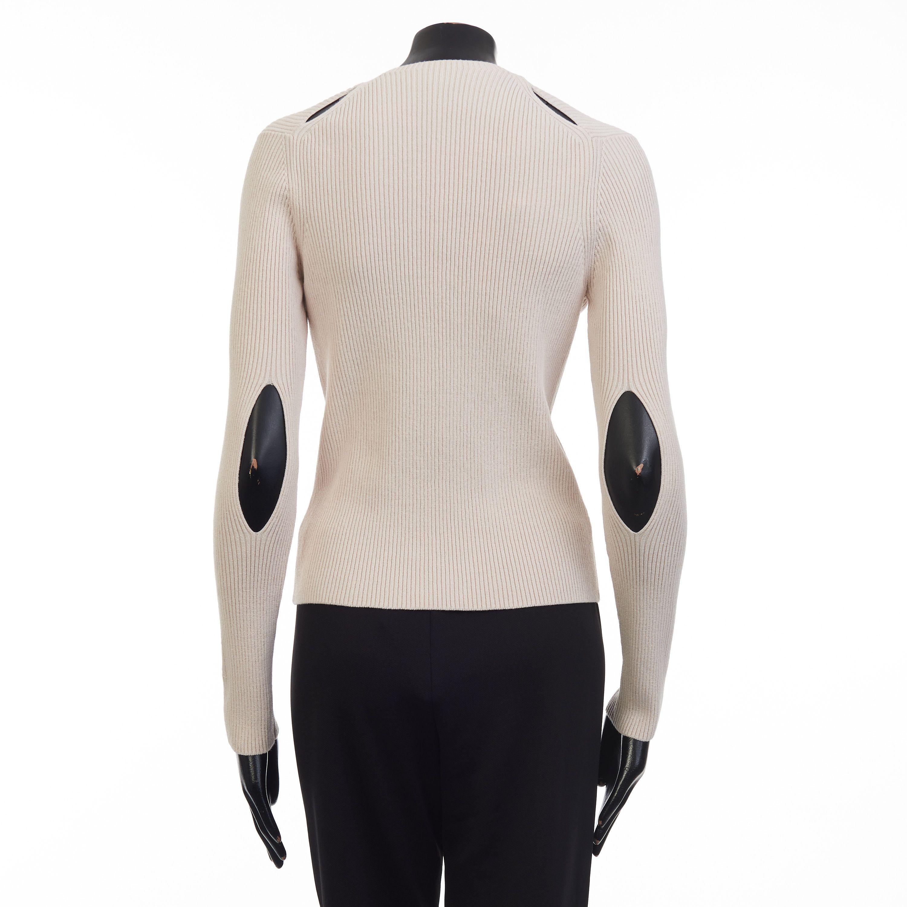 Fendi Beige Cotton Cardigan - Rib Knit, Snap Closure Size M / US 6-8 / IT 42-44 - 5 Thumbnail