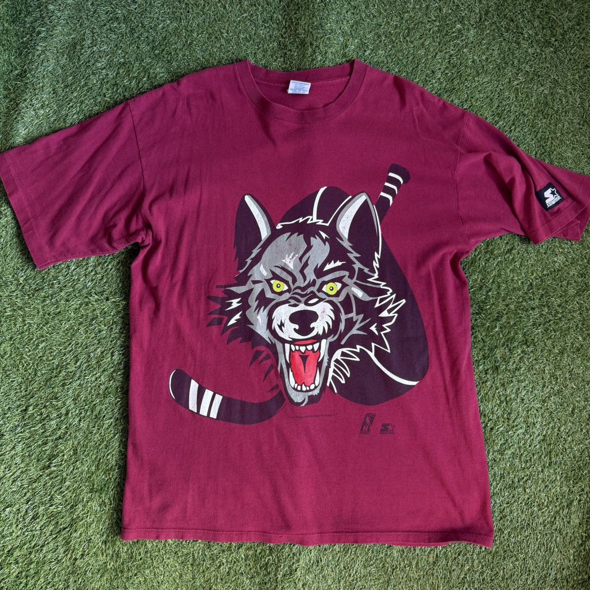 Starter Vintage Starter Chicago Wolves T Shirt Burgundy Sz L Size US L / EU 52-54 / 3 - 1 Thumbnail